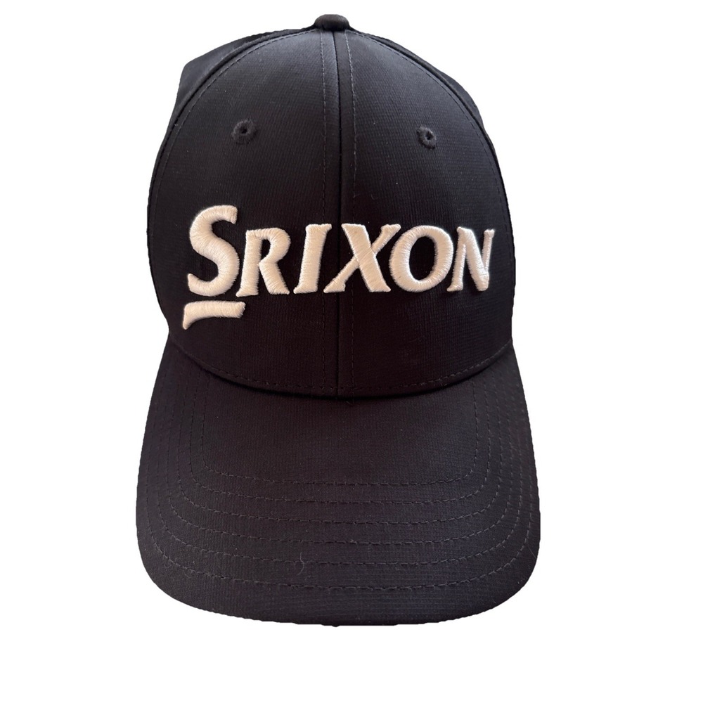 Srixon Logo Cleveland Golf Dunlop Solid Black Strapback Hat Cap